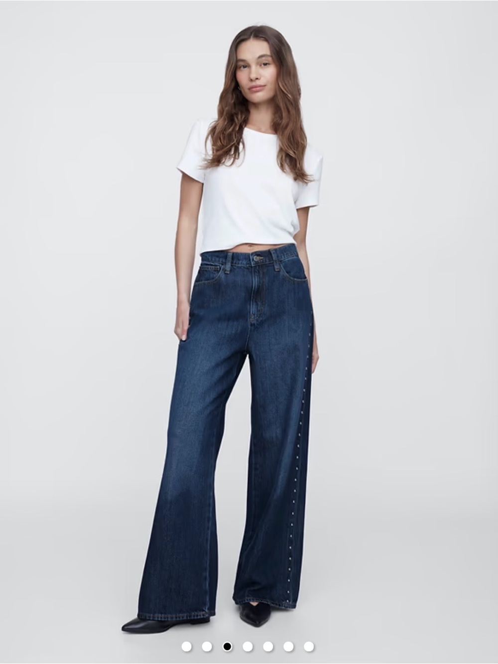 Gap High Rise Wide Leg Studded Jeans